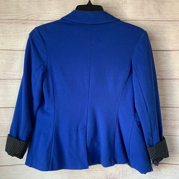 Apt. 9 Blue Blazer Jacket with Polka Dot Roll Cuff Button Closure Size XS - Picture 5 of 12